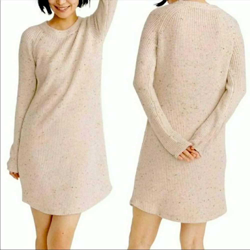 Madewell Curved-Hem Sweater Dress in Donegal Pearl, XL